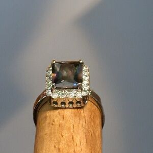 Vintage Sterling Silver DBJ Mystic Topaz & CZ Ring - Sz 6.5
